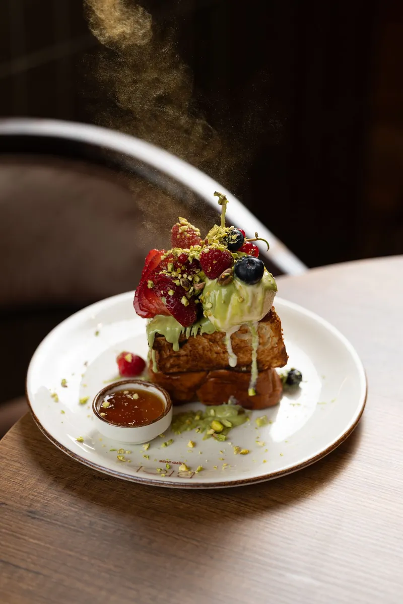 Pistachio French toast stack